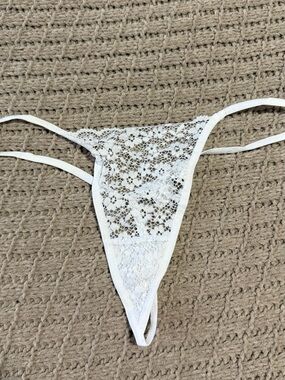 Delicate White Lace G-String Panty
